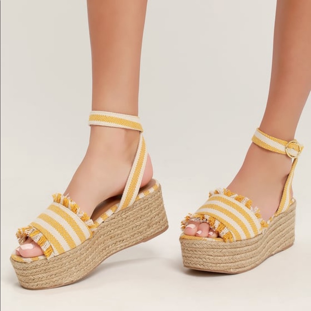 Lulu’s Daphnie yellow stripped espadrilles